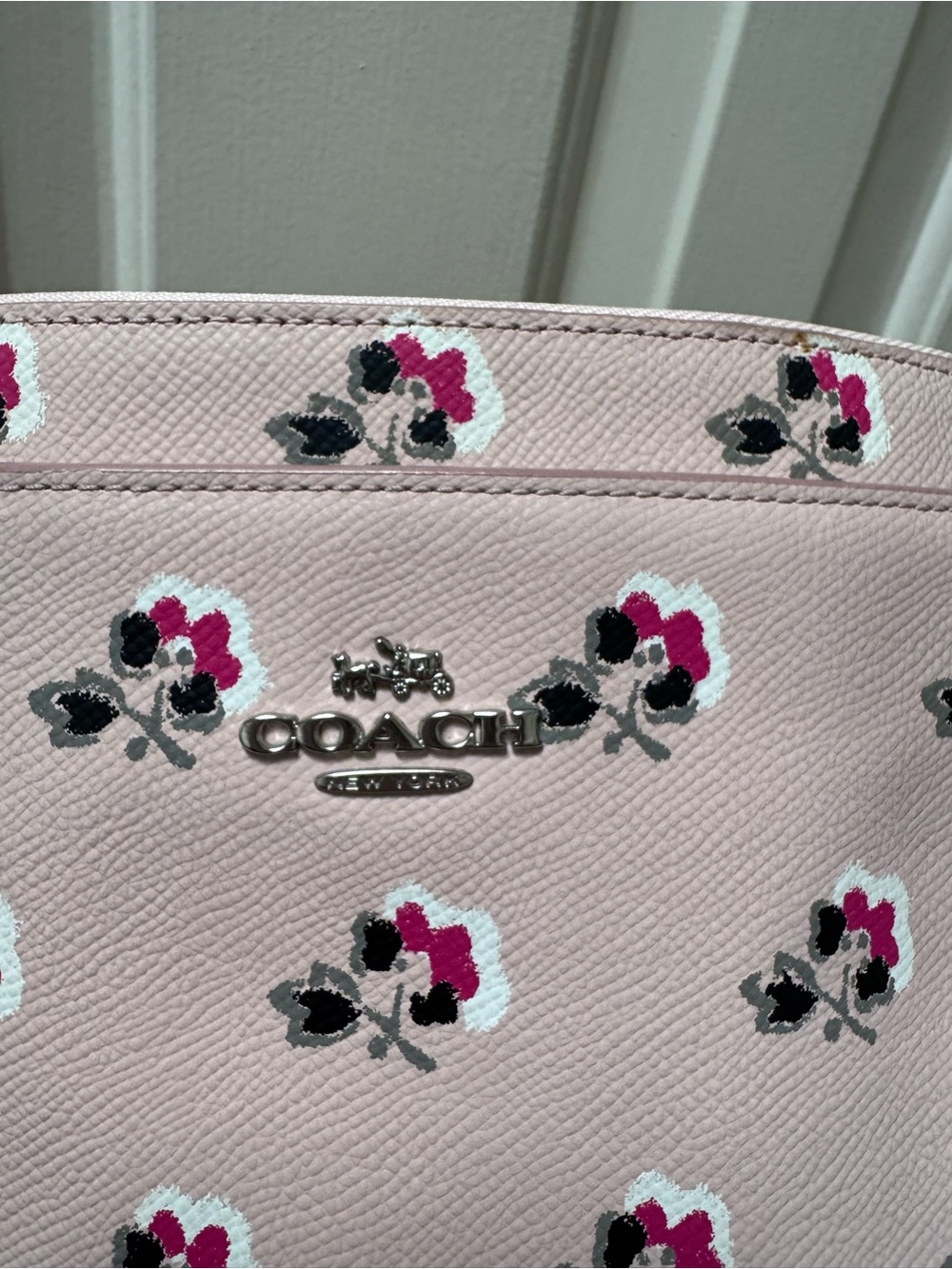 Coach Floral Print Crossgrain Leather Journal Crossbody Bag, Pink - Picture 9 of 11